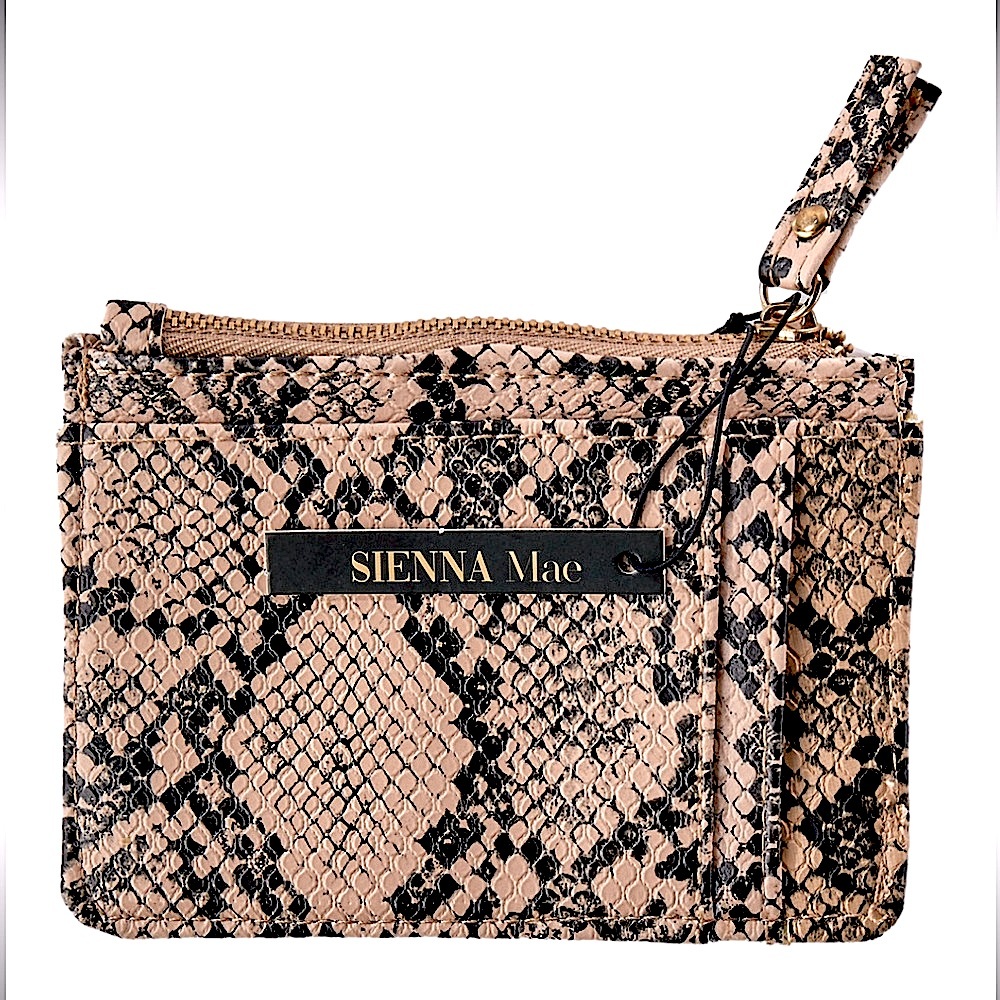 Sienna Mae Lennon Vegan Leather, Pink Snakeskin 
Card Wallet